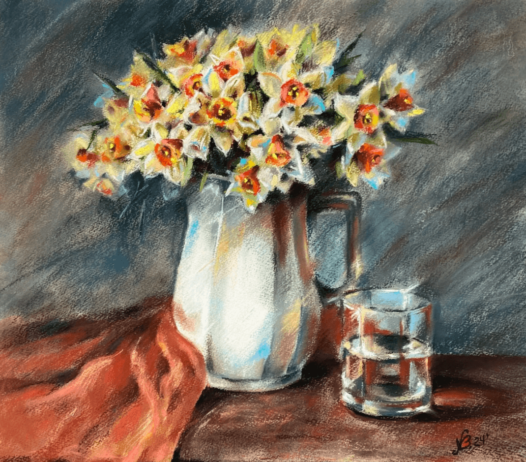 Narcisser. Blommor. - Pastell - Abstract - 50×50 cm av Nadezda Beletskaya