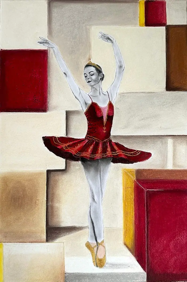 Eternal Allegro av Mary G - Akryl - Figurative - 40×55 cm av Mary G