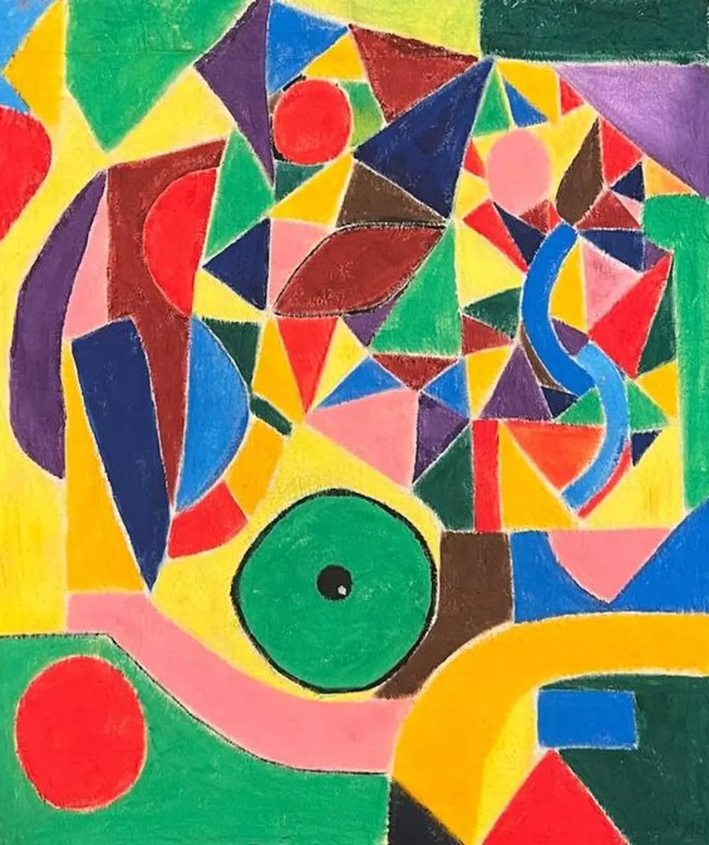 Geometric Dance – av Mary G. - Akryl - Abstract - 50×70 cm av Mary G