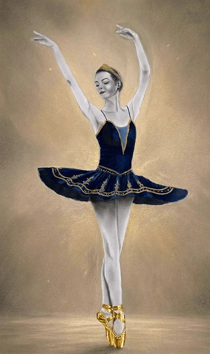 Infinite Pirouette av Mary G - Akryl - Figurative - 40×55 cm av Mary G