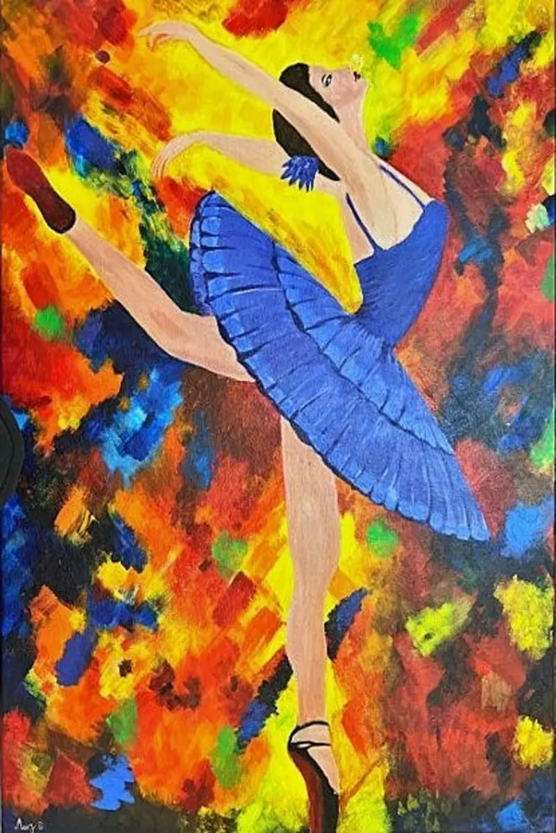 The Blue Symphony – av Mary G. - Akryl - Abstract - 50×70 cm av Mary G