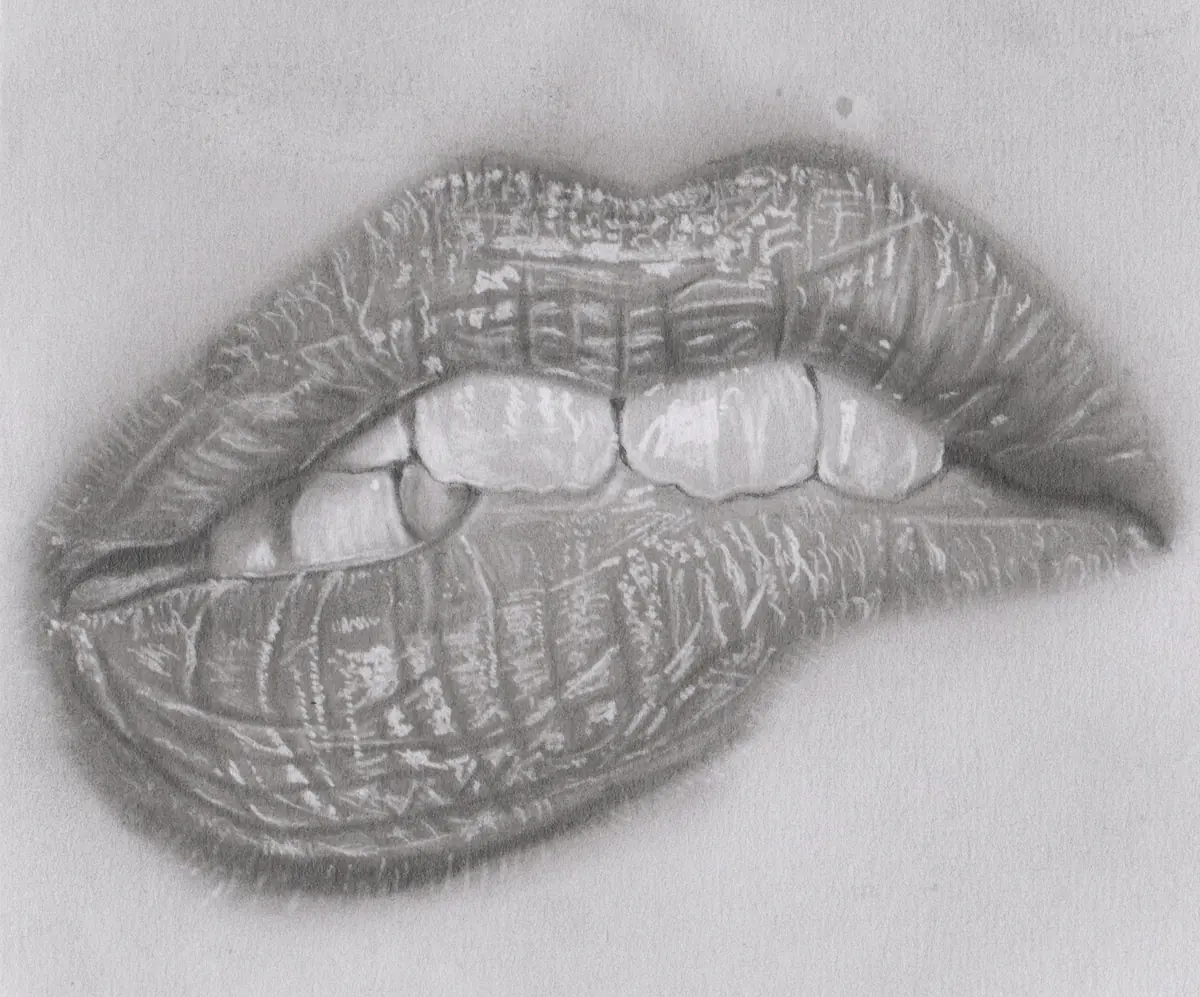 The Silent Tension – av Mary G. - Blyerts - Realism - 55×40 cm av Mary G