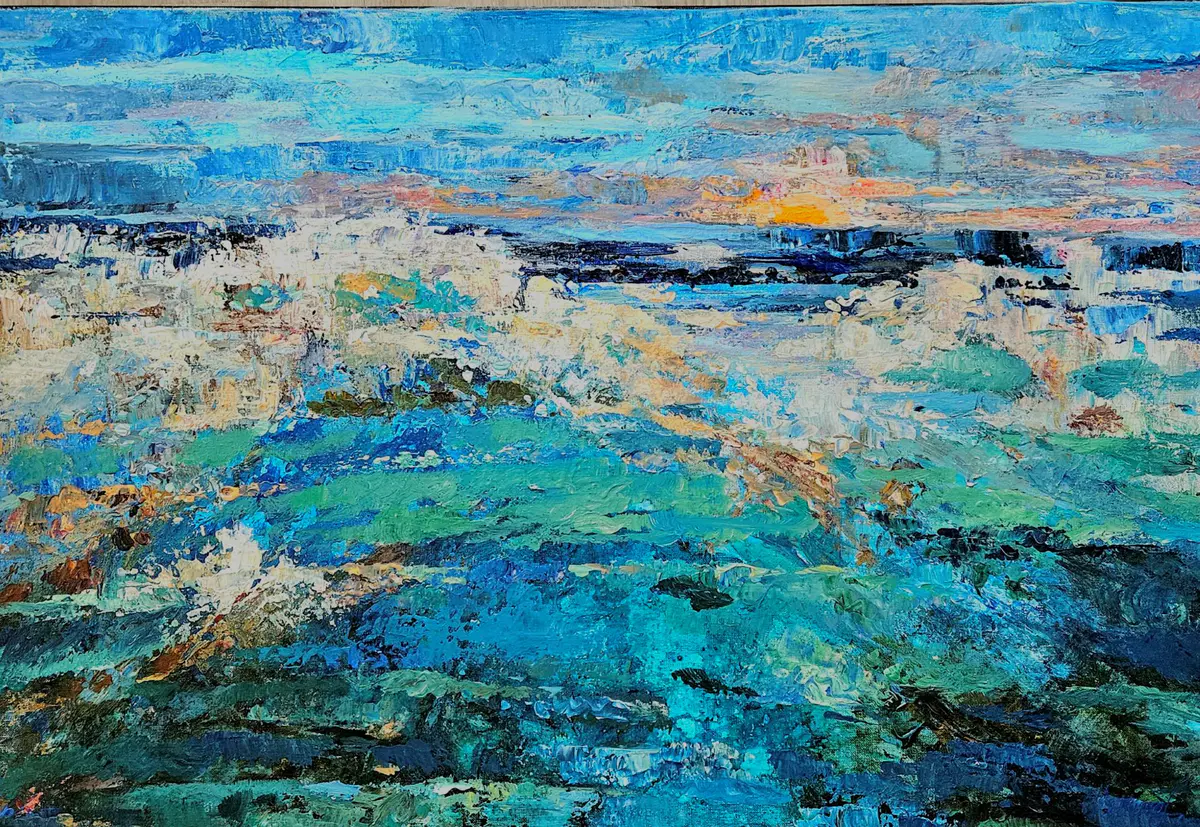 The Call of Turquoise - Akryl - Abstract - 90×60 cm av Tatiana Hellum