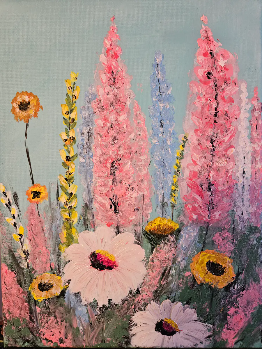 Pastellblommor i Fullt Blom - Olja - Realism - 30×40 cm av Stefani Miletic