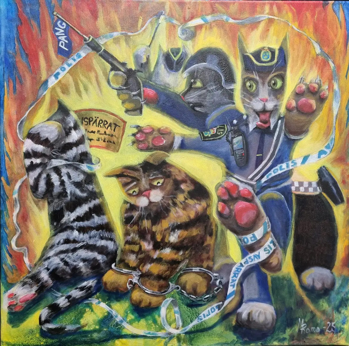 274-25 Catch - Olja - Surrealism - 50×50 cm av MRomo (såld)