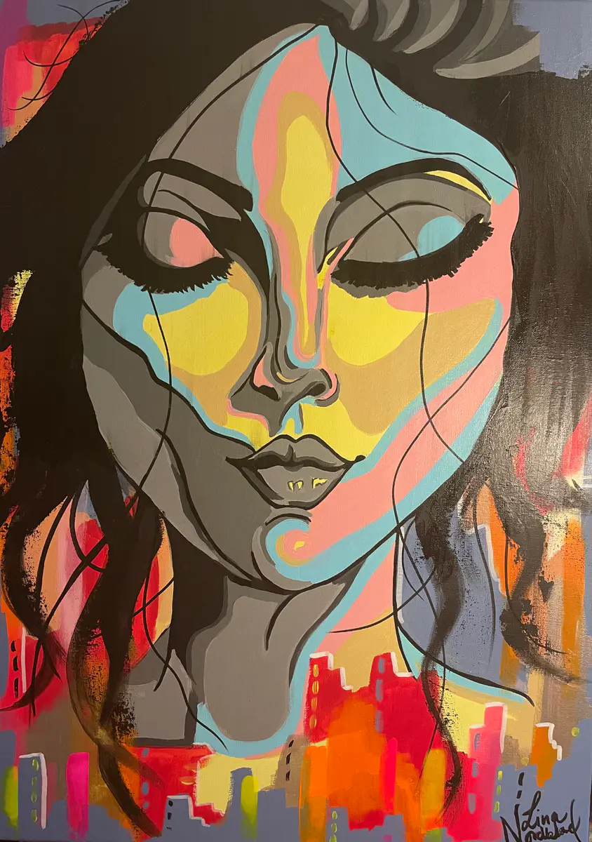 Urban grace - Akryl - Abstract Expressionism - 50×70 cm av Lina A Nordblad